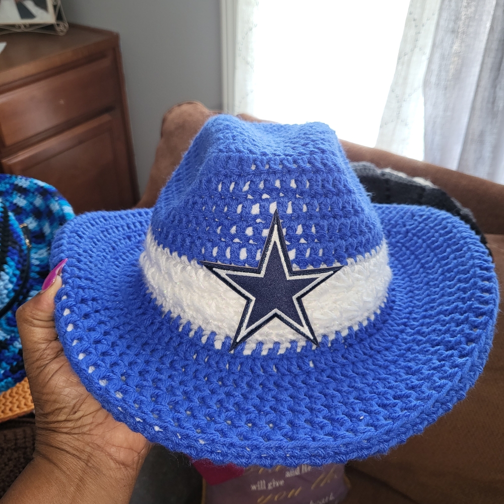 Blue and White Cowboy Hat with Star